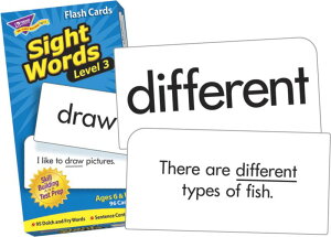 Trend Enterprises gh pP tbVJ[h ڂŌĊwԂƂ x3 Flash Cards Sight Words Level T-53019