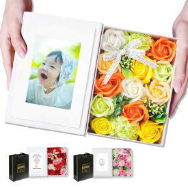 TUKUMO ブック型ソープフラワー ギフト ボックス フォトフレーム L判 2L判 母の日 花束 入学祝 卒業祝い 誕生日 プレゼント 退職祝い ウェディングフォト
