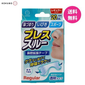 ブレススルー 鼻腔拡張テープ 透明 (20枚入) レギュラー 選べる2個セット ・ 5個 セット 鼻腔テープ 鼻テープ いびき防止テープ 鼻用テープ 睡眠グッズ いびき防止グッズ いびき 鼻づまり いびき対策 スポーツ