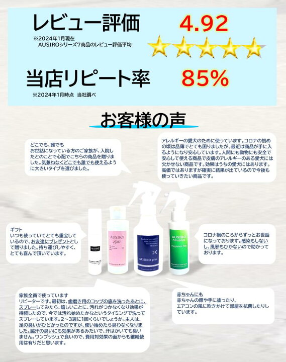 楽天市場】 抗菌 抗ウィルススプレー AUSIRO plus (オウシロ プラス 