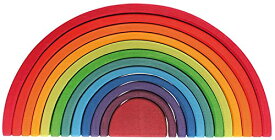 グリムGRIMM'S 玩具 おもちゃ 知育玩具 積み木 1セット インテリア 見立て遊び 虹 レインボー 高さ18×幅38×奥行7cm 虹色トンネル 特大