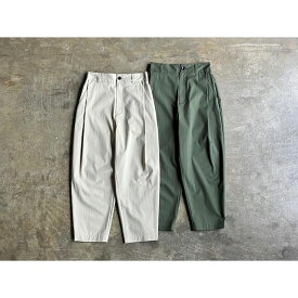 【nicholson&nicholson】 ニコルソンアンドニコルソン 『SAND-GABA』Cotton Nylon 1Pleats Boyfriend Fit Pants style No.SAND-GABA