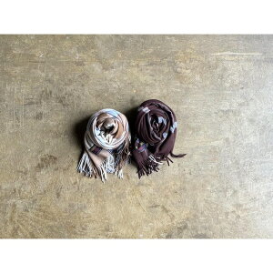 �yTWEEDMILL�z �c�C�[�h�~�� Lambswool Stole Block Check Duck Egg Tan&Big Windowpane Chocolate style No. 70-190