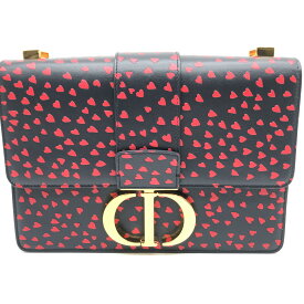 【中古】 CHRISTIAN DIOR クリスチャンディオール モンテーニュ 30 ハート 黒 ブラック/レッド バイカラー ゴールド金具 レディース カーフ ショルダーバッグ ディオール 極美品