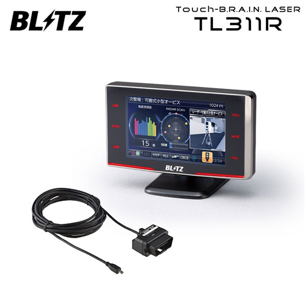 BLITZ ブリッツ Touch-B.R.A.I.N.LASER レーザー＆レーダー探知機 OBDアダプター TL311R+OBD2-BR1 セット アルファード GGH20W GGH25W 2008 05～2009 06 2GR-FE