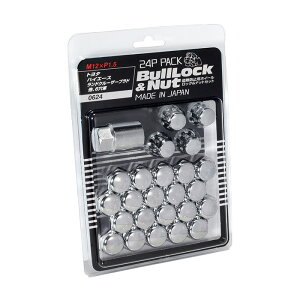 協永産業 BullLock ホイールロック M12×P1.5 全長16mm クロームメッキ 21HEX 24pcs (ナット20p+ロックナット4p) ハイエース ランドクルーザープラド等 6穴車専用パッケージ