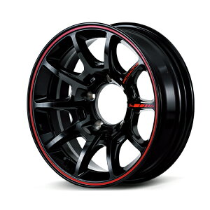 MID Racing R25 plus �A���~�z�C�[��1�{ 16x5.5J 5H PCD139.7 +20 (�A�[���j�[�S�[�v���X �u���b�N/�������b�h���C��) 4�{�w���ő�������
