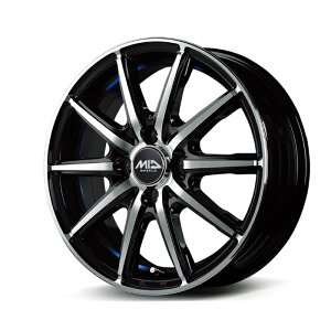 MID WHEELS SX-2 �A���~�z�C�[��4�{�Z�b�g 14x4.5J 4H PCD100 +45 (�G�X�G�b�N�X�c�[ BLUE �u���b�N�|���b�V��+�A���_�[�J�b�g�u���[�N���A)