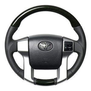 REAL レアル ステアリング ガングリップ純正同径 277Aブラックウッドプリント (ブラックユーロステッチ) ランドクルーザープラド GDJ150W GDJ151W GRJ150W GRJ151W TRJ150W 2009年9月〜2017年9月 前・中期