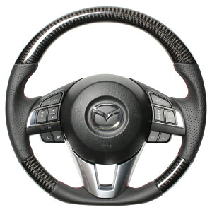 REAL レアル ステアリング ブラックカーボン (レッド×ブラック ユーロステッチ) CX-5 KE2AW KE2FW KE5AW KE5FW KEEAW KEEFW 2012年2月〜2017年2月