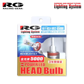 RG レーシングギア パワーLEDヘッドバルブ プレミアムモデル ヘッドライト ハイビーム用 HB3 6500K インスパイア CP3 H19.12〜H24.10 純正HB3/D2R/H11