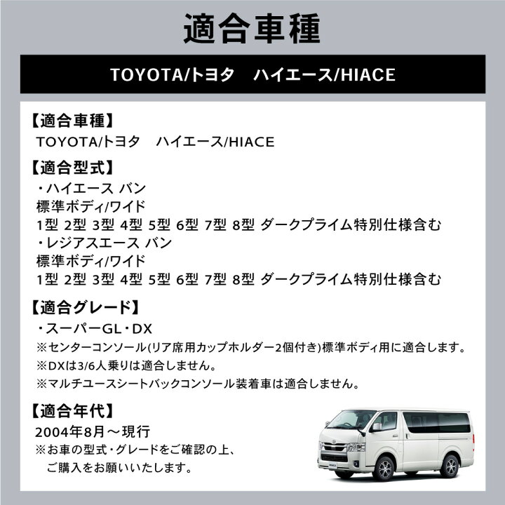 楽天市場】ラクラク設置 ハイエース 200系 コンソールボックス LED 