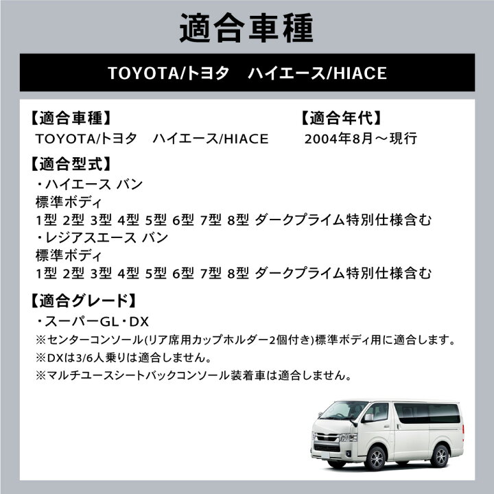 楽天市場】ラクラク設置 ハイエース 200系 コンソールボックス LED 