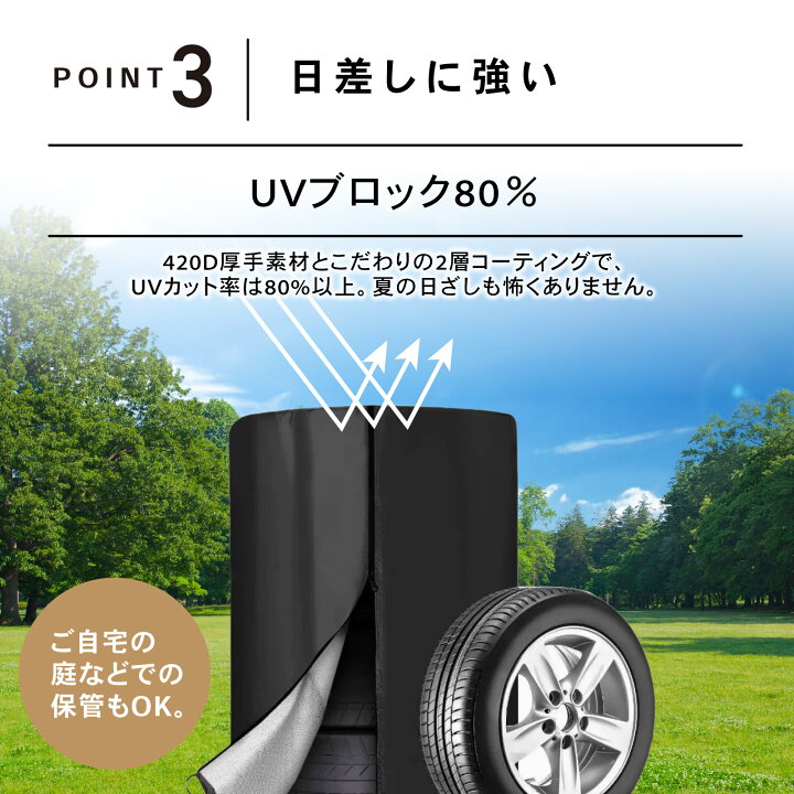 楽天市場】[選べる4サイズ] タイヤカバー ブラック 車 4本 収納 