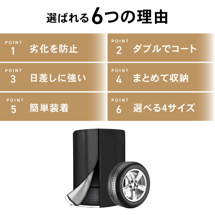楽天市場】[選べる4サイズ] タイヤカバー ブラック 車 4本 収納 