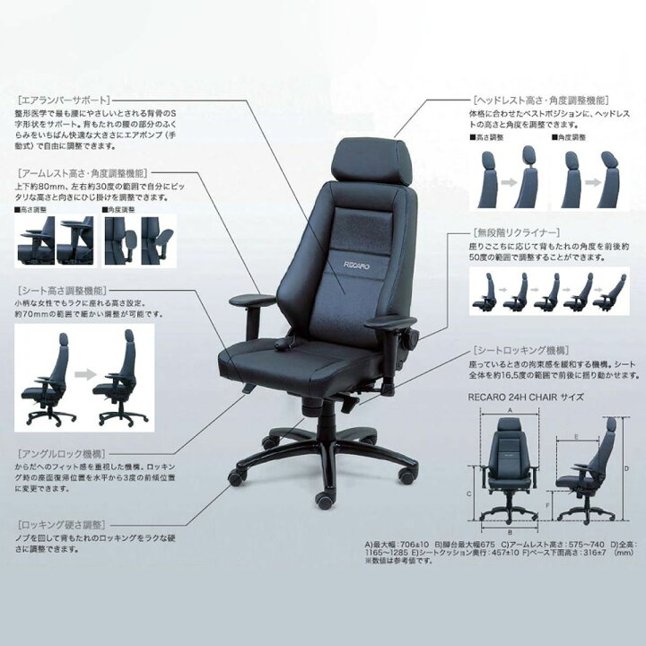 楽天市場】RECARO レカロ 24H CHAIR オフィスチェア ファブリック 