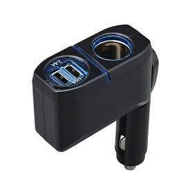 セイワ 1DC+2USB ダイレクトソケット ブラック F274