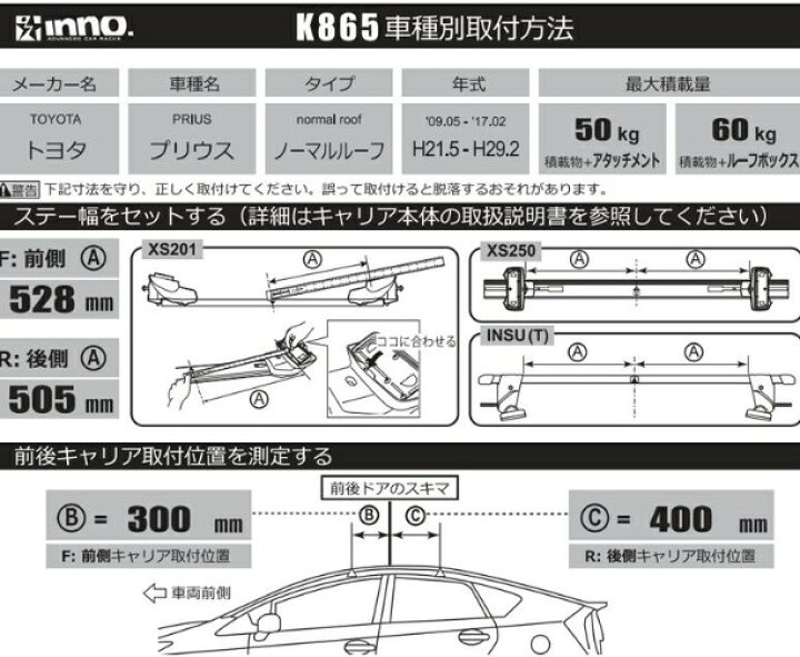 楽天市場】INNO イノー トヨタ プリウス(ZVW30系） ベースキャリア 