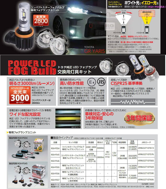 楽天市場】RG レーシングギア 品番：RGH-P545 （バルブタイプ： H8/H11 