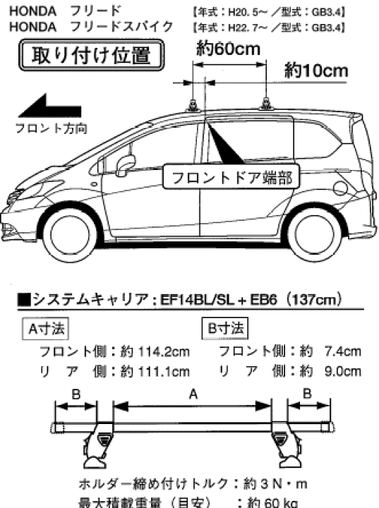 楽天市場】TERZO ホンダ フリードスパイク(GB3.4系) ベースキャリアセット(EF14BL+EB6+EH378) : カー用品イチオシ通販 楽天市場】TERZO ホンダ フリードスパイク(GB3.4系) ベースキャリアセット(EF14BL+EB6+EH378) : カー用品イチオシ通販