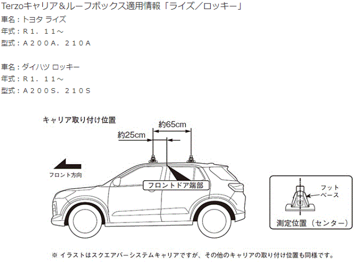 TERZO トヨタ ハリアー 60系 用 エアロルーフキャリア取付4点