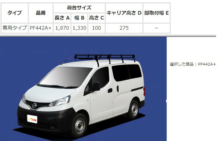 楽天市場】TUFREQ（タフレック） 品番：PF442A+ ＜日産 NV200 