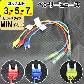 【選べるアンペア＆本数】ミニ mini 平型 ベンリーヒューズ 電源取り出し 配線ホルダー 10A 15A 20A 3本 5本 7本 ヒューズボックス ヒューズホルダー 業務用 パーツ カー用品 車用ヒューズ 簡単取り付け エーモン (株)アガタ 【送料無料】