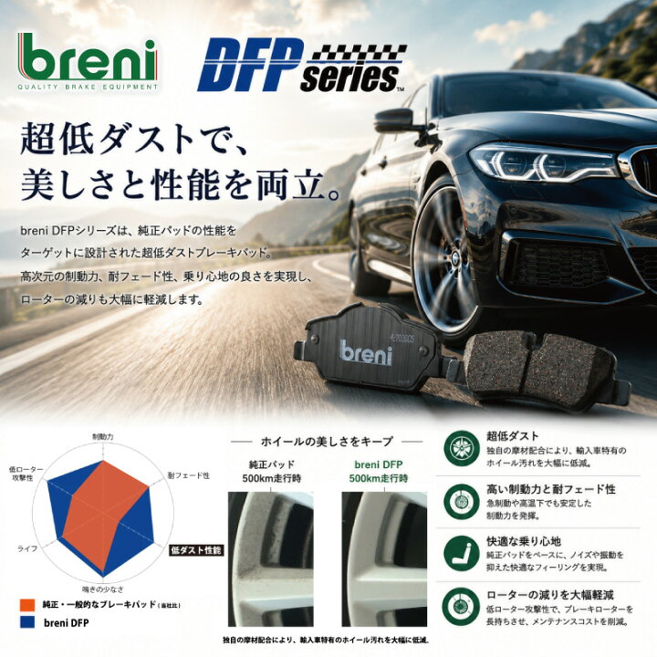 楽天市場】超低ダスト ブレーキパッドセット breni ブレーニ DFP 