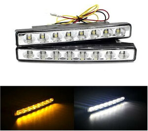 2�s�[�X 10���b�g155mm2 × 8 LED �z���C�g DRL �f�C�^�C�� �����j���O���C�g �A���o�[�E�C���J�[�X�e�A�����O DC12V 148LM�f�C�����v White And Amber 6000K AL-BB-1267 AL Car plating parts
