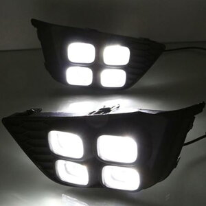 _ z_ JAZZ FIT 2014 2015 2016 LED DRL fC^C jOCg h VOi CG[ J[hCrOCg For American ModelEFor Asia Model White AL-BB-1338 AL Car plating parts