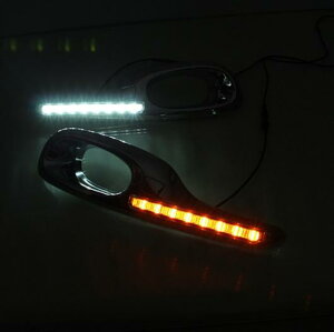 点滅1ペア LED デイタイムランニングライト ホンダ ジャズフィット2011 2012 2013 DRL フォグランプ イエローターニングシグナルライト White and Yellow AL-BB-1348 AL Car plating parts