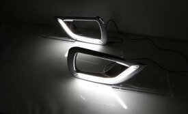ブラック光沢 カバー 日産 ナバラ ダットサントラック NP300 2015 2016ターンシグナルスタイルリレー 12V LED デイタイムランニング ライト DRL フォグ ランプ ホール white AL-BB-1731 AL Car light