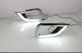 日産 ナバラ ダットサントラック NP300 2015 2016 イエロー ターンシグナルスタイルリレー防水 12V LED デイタイムランニング ライト DRL サート フォグ ランプ ホールカバー white AL-BB-1755 AL Car light