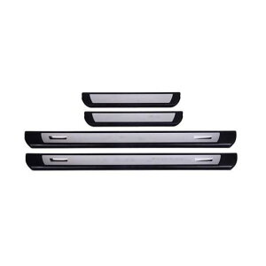 4X ステンレス スチール レンジローバー イヴォーク 2011-2017 ウェルカム ペダル 外部ドアシルスカッフプレートパッド ブラック AL-CC-7091 AL Car plating parts