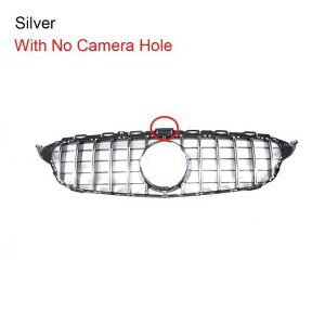 ABS グリッド 適用:メルセデスベンツ W205 スポーツ C200 C250 C300 C350 クーペ 2ドア 2015-2018 フロント バンパー メッシュ グリル カメラ ホールド グロッシー ブラック ホール・シルバー AL-DD-8471 AL E