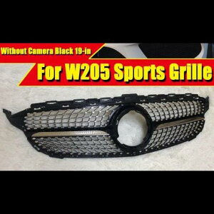 車用外装パーツ 適用: メルセデス W205 C205 Cクラス スポーツ グリッド グリル ダイヤモンド スタイル カメラホールなし ABS 光沢ブラック 19 タイプ001 AL-EE-0372 AL Exterior parts for cars