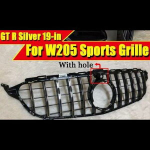 車用外装パーツ 適用: メルセデス W205 C205 Cクラス スポーツ フロント GTS グリッド グリル ABS シルバー W/カメラ 除外 C63AMG 19- タイプ001 AL-EE-0379 AL Exterior parts for cars