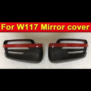 車用外装パーツ W117 カーボンファイバー レッド ライン ミラー カバー 適用: メルセデス CLA45AMG サイド ドア リア ミラー ヘッド カバー 2014-16 タイプ001 AL-EE-0976 AL Exterior parts for cars