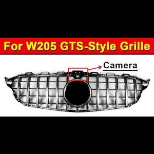 W205 ABS シルバー グリル 適用: W205 スポーツ C180 C200 C250 スポーツ カメラホール フロント グリッド 2015-18 タイプ001 AL-EE-1018 AL Exterior parts for cars