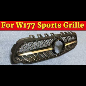車用外装パーツ 適用: メルセデスベンツ Aクラス W177 ダイヤモンド スタイル グリル ABS ブラック カメラホールなし A180 200 250 フロント バンパー 19+ タイプ001 AL-EE-1068 AL Exterior parts for cars