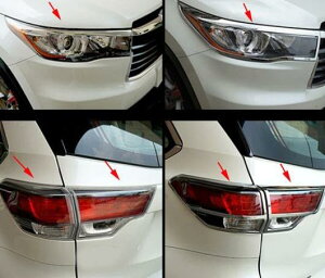 適用: トヨタ ハイランダー クルーガー 2014 2015 クローム ヘッドライト テール ライト カバー トリム ランプ フロント リア AL-EE-6466 AL Exterior parts for cars