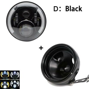 7インチ 80W ドット SAE E9 オートバイ ヘッドランプ 7インチ シェル ハウジング ヘッドライト ブラケット 適用: 1セット 40W ブラック・1セット 60W ブラック AL-KK-2508 2輪 AL Motorcycle parts