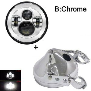 7インチ 80W ドット SAE E9 オートバイ ヘッドランプ 7インチ シェル ハウジング ヘッドライト ブラケット 適用: ハーレーダビッドソン 1セット 40W クローム AL-KK-2508 2輪 AL Motorcycle parts