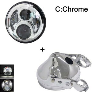 7インチ 80W ドット SAE E9 オートバイ ヘッドランプ 7インチ シェル ハウジング ヘッドライト ブラケット 適用: 1セット 60W クローム・1セット 80W クローム AL-KK-2864 2輪 AL Motorcycle parts