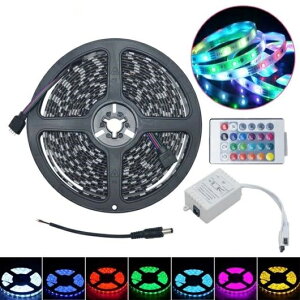 1�Z�b�g 500CM 5050SMD 300LED �h�� RGB LED �X�g���b�v ���C�g �X�g���b�v + 24 �L�[ IR �����[�g �}���`�J���[ AL-LL-6706 AL Car parts