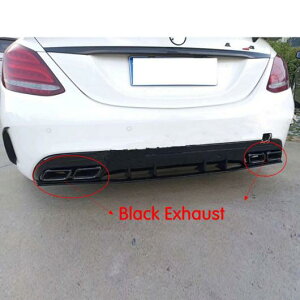 リア バンパー ディフューザー リップ エキゾースト 適用: メルセデス・ベンツ Cクラス W205 C200 C250 C300 C350 C400 C43 AMG シルバー エキゾースト・ブラック エキゾースト AL-MM-7861 AL Exterior parts for c