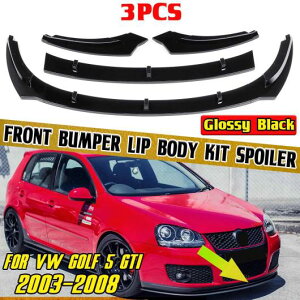 3ピース フロント バンパー リップ スポイラー ボディ キット スプリッタ ディフューザー 適用: フォルクスワーゲン/VOLKSWAGEN VW ゴルフ MK5 GTI 2003-2008 バンパー リップ マットブラック AL-NN-0634 A