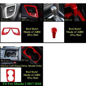 レッド アクセサリー 適用: MAZDA3 2014-2018 ウインドウ リフト ホイール ギア パネル ダッシュボード AC エア ハンドル ボウル カップホルダー カバー モデル C〜J-2017 2018 AL-OO-9721 AL Interior parts for cars