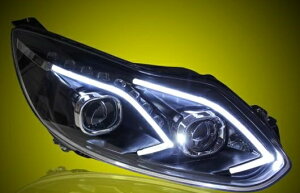 �K�p: �t�H�[�h/FORD �t�H�[�J�X �w�b�h���C�g 2012-2014 LED �w�b�h�����v �f�C�^�C�������j���O���C�g DRL �o�C�L�Z�m�� HID 4300K�`8000K 35W�E55W AL-HH-0022 Car parts