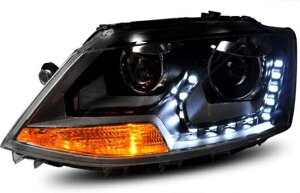 適用: VW フォルクスワーゲン/VOLKSWAGEN ジェッタ 2012-2015 LED ヘッドライト ヘッドランプ エンジェル アイ DRL H7 HID バイキセノン 4300K〜8000K 35W・55W AL-HH-0416 Car parts